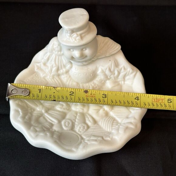 World Bazaar's Snowman Dish, White Ceramic Candy, Soap, Bowl Decor Frosty - Picture 5 of 12